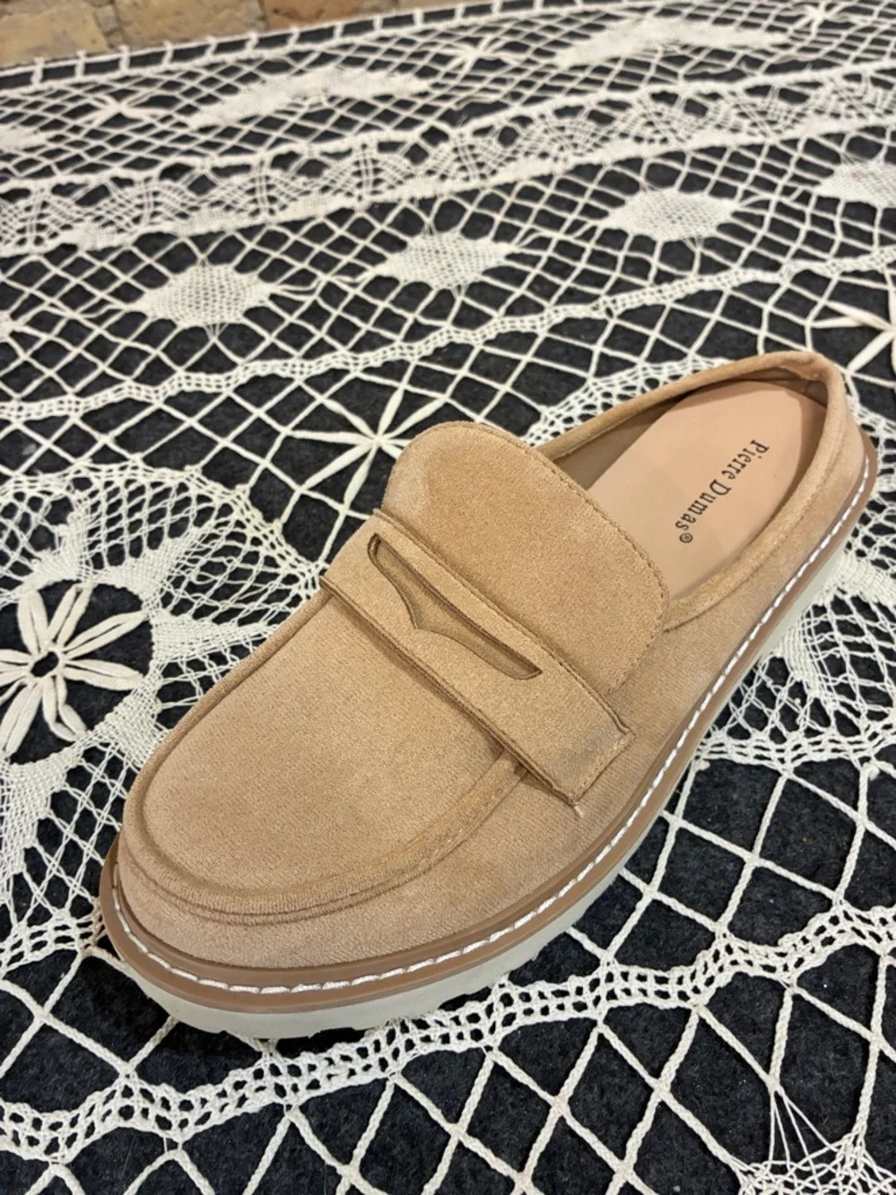 Pierre Dumas Mora Tan Faux Suede Chunky Slip-On Loafers, 9 - Picture 5 of 6